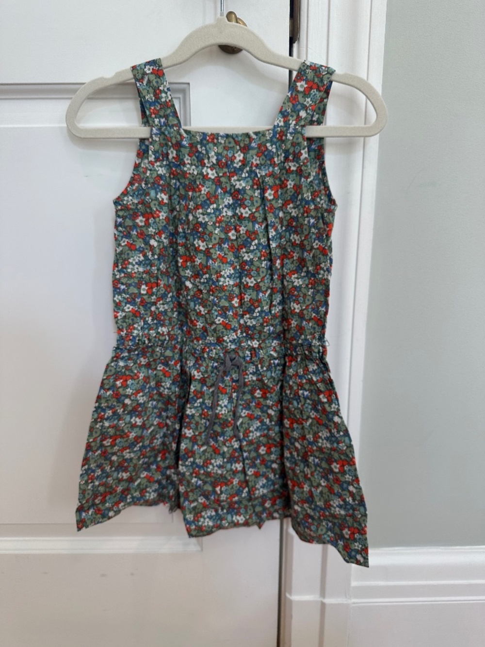 Bonpoint Girls Green Floral Cotton Romper 4Y